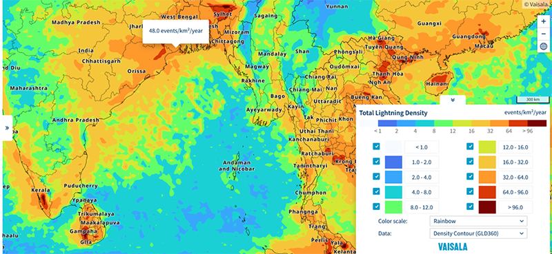 Lightning density maps updated for every country, state, or province in ...