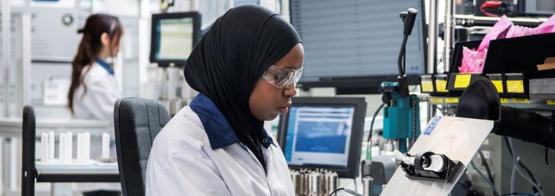 Employee at work in Vaisala instrument factory